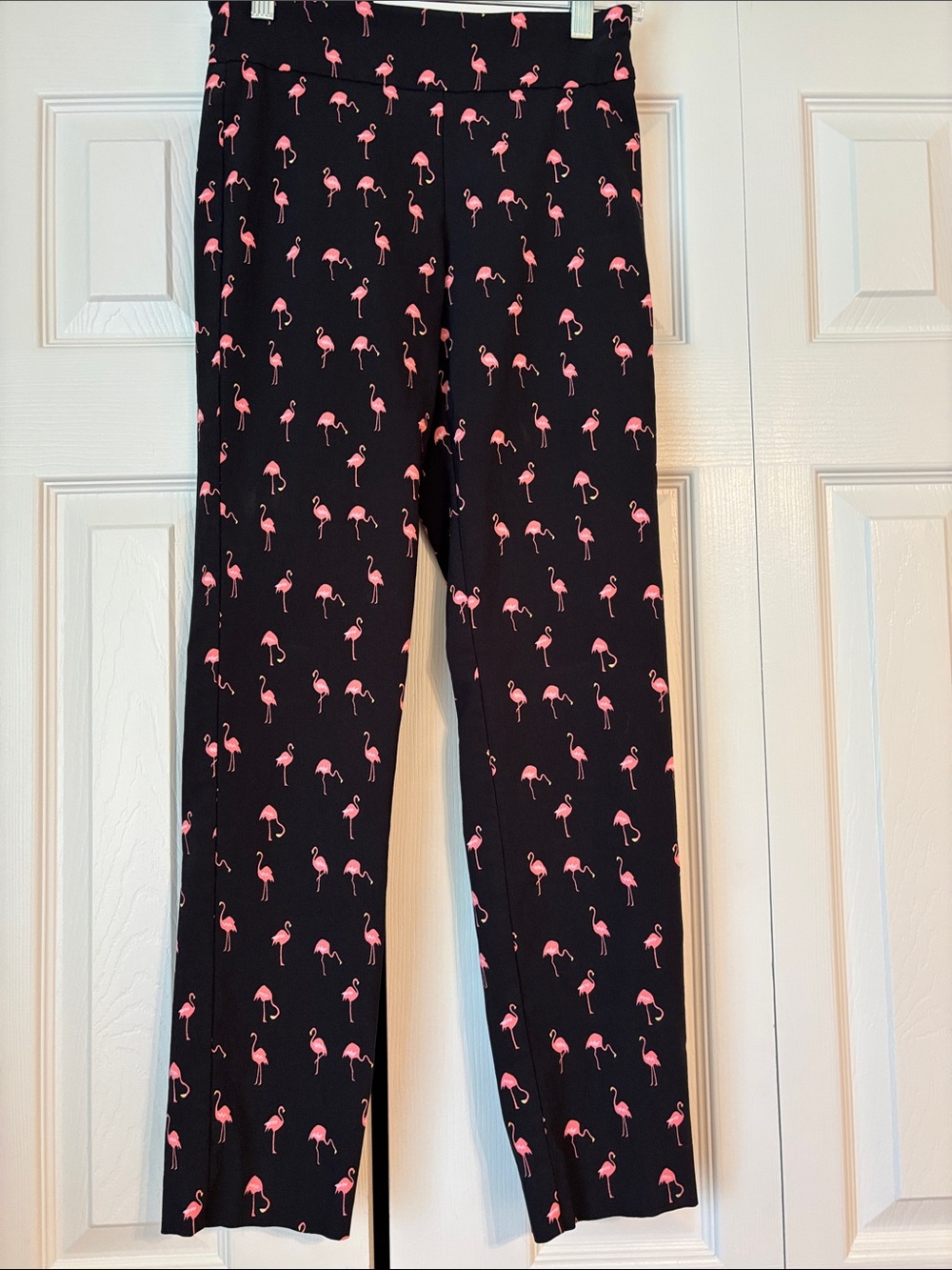 Krazy Larry Black Pants with Pink Flamingo Print